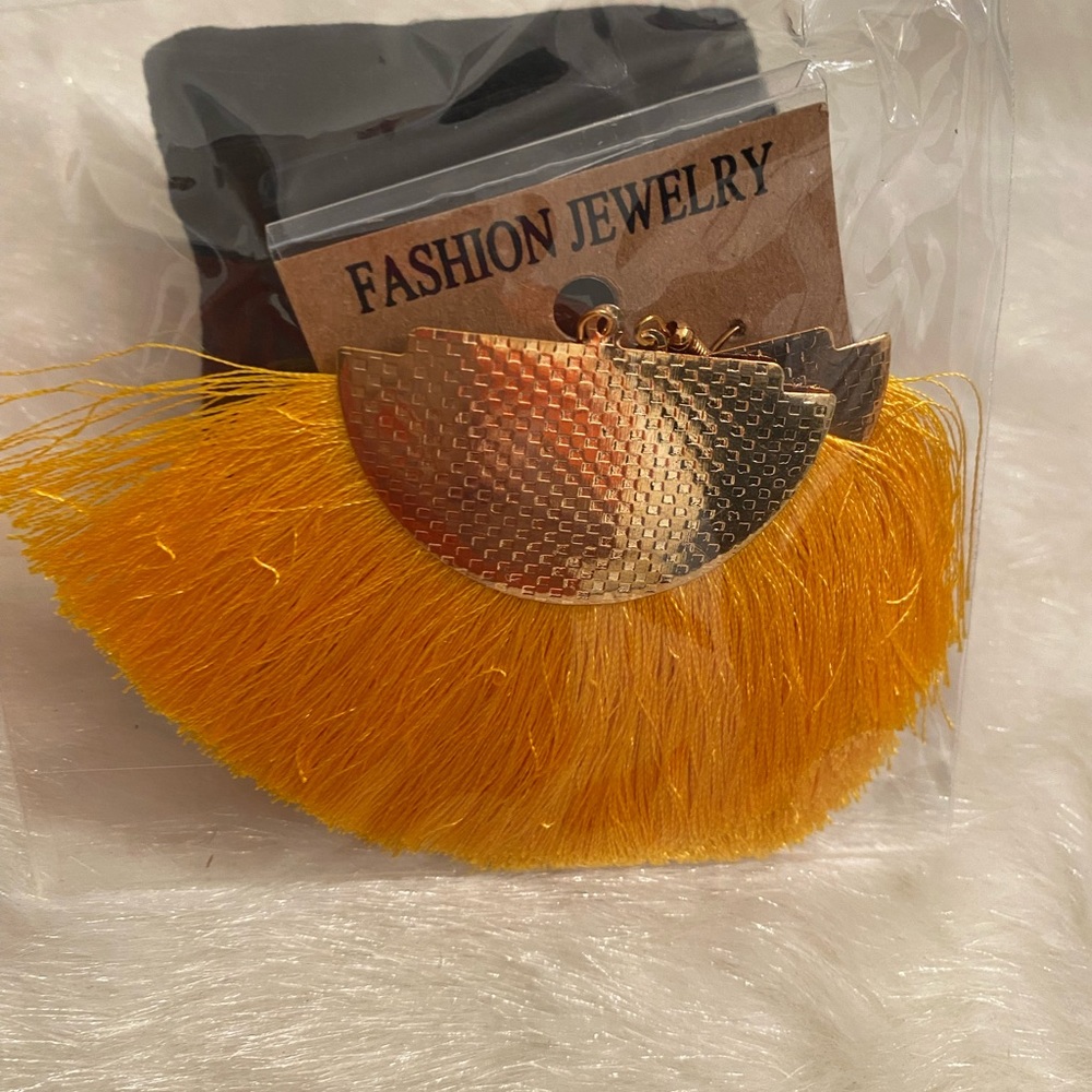 Yellow Tassel Fringe Earrings